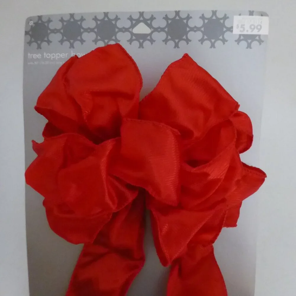 NEW 13” to 27” TARGET CHRISTMAS HOLIDAY RED WIRED TREE TOPPER BOW LOT OF 2